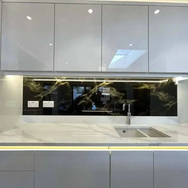 Golden - Black Opera Splashback - Bespoke - CreoGlass®