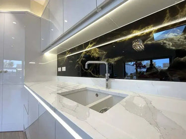 Golden - Black Opera Splashback - Bespoke - CreoGlass®