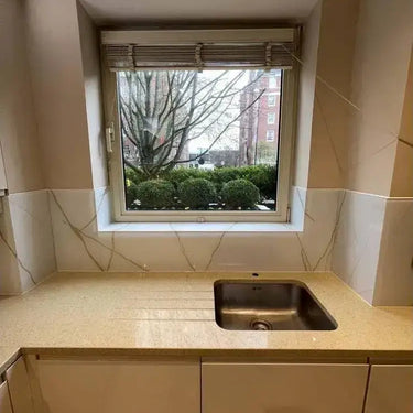 Golden - White Calacatta Splashback - Bespoke - CreoGlass®