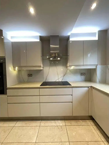 Golden - White Calacatta Splashback - Bespoke - CreoGlass®