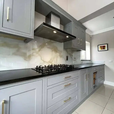 Golden - White Opera Splashback - Bespoke - CreoGlass®