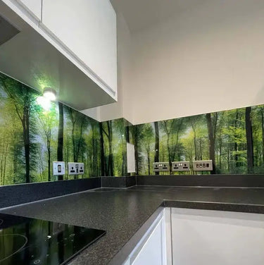 Green Forest Printed Landscape Glass Splashback - Bespoke - CreoGlass®