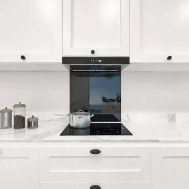 Jet Black Colour Glass Splashback - Bespoke - CreoGlass®