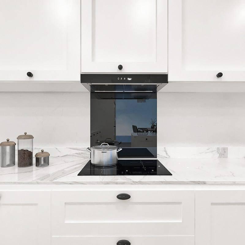 Jet Black Colour Glass Splashback - Bespoke - CreoGlass®