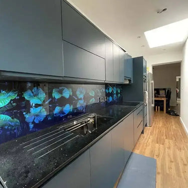 Jungle Leaves Printed Landscape Glass Kitchen Splashback - Bespoke - CreoGlass®