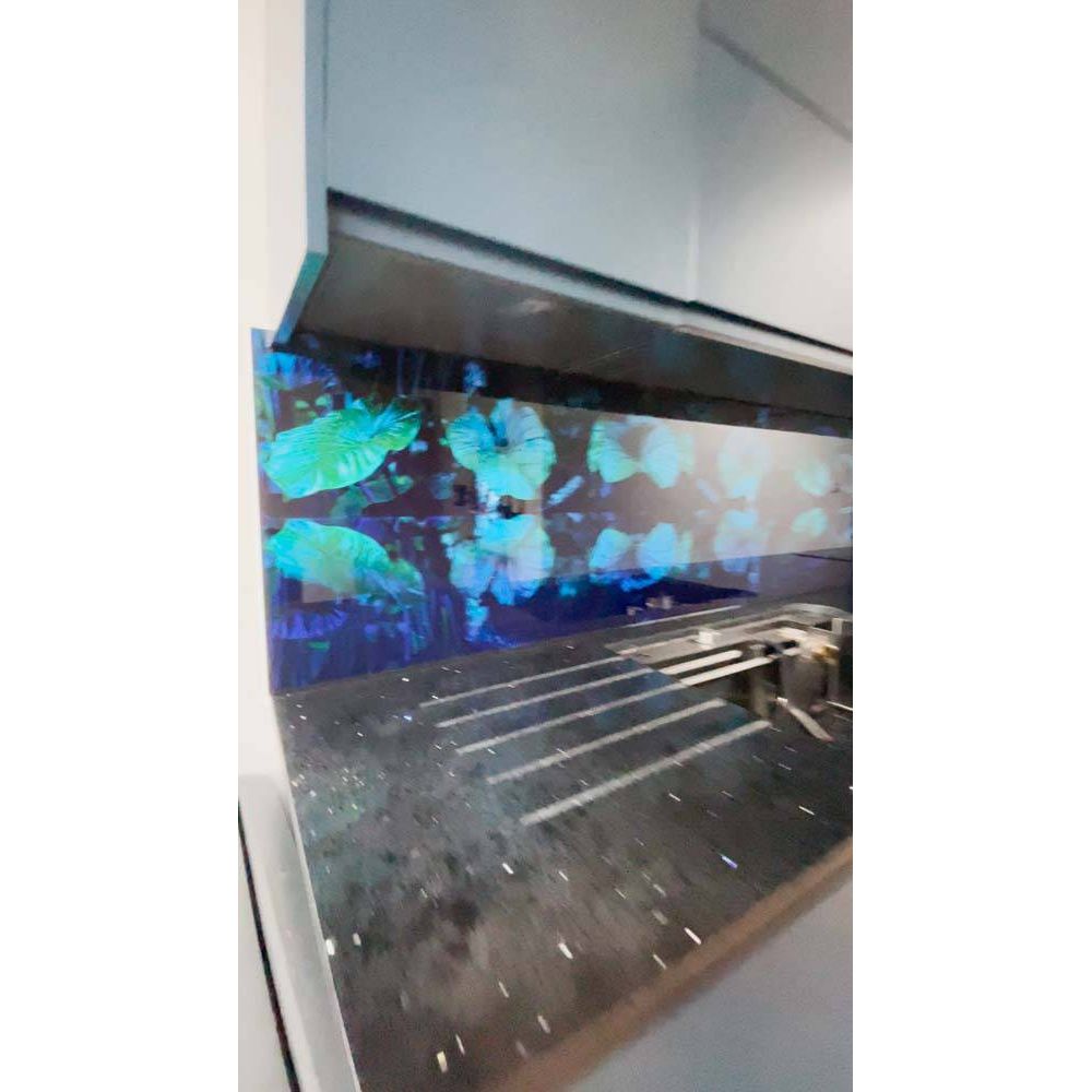 Jungle Leaves Printed Landscape Glass Kitchen Splashback - Bespoke - CreoGlass®