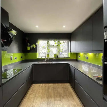 Matt Lime Green Colour Glass Splashback - Bespoke - CreoGlass®