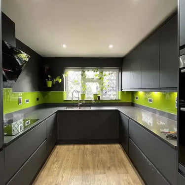 Lime Green Colour Glass Splashback - Bespoke - CreoGlass®