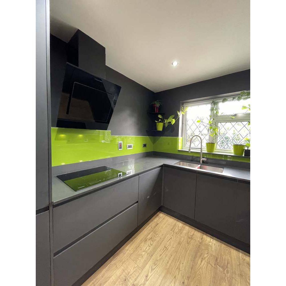 Lime Green Colour Glass Splashback - Bespoke - CreoGlass®