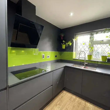 Matt Lime Green Colour Glass Splashback - Bespoke - CreoGlass®