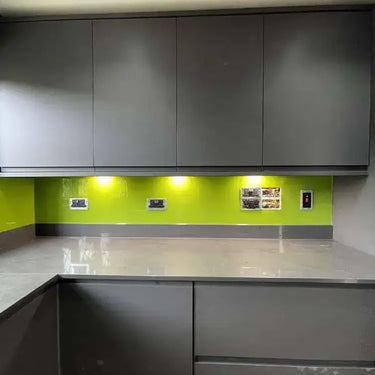 Matt Lime Green Colour Glass Splashback - Bespoke - CreoGlass®