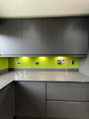 Matt Lime Green Colour Glass Splashback - Bespoke - CreoGlass®