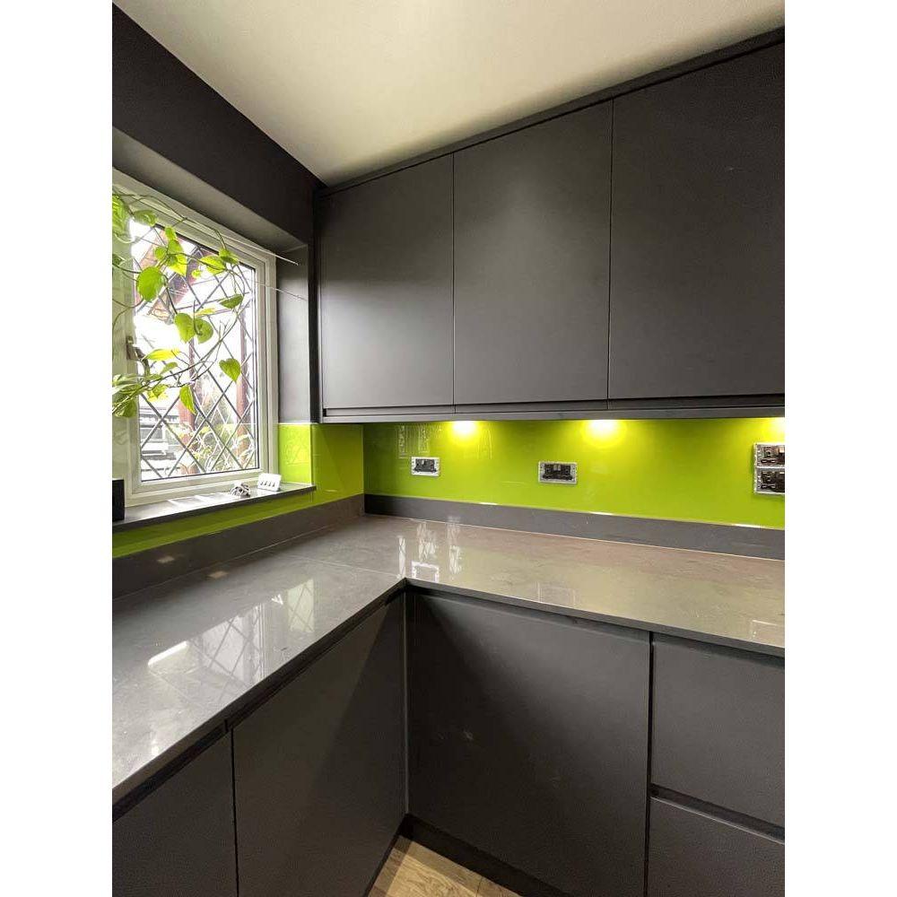 Lime Green Colour Glass Splashback - Bespoke - CreoGlass®