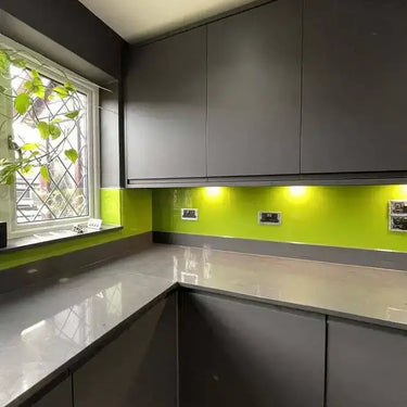 Matt Lime Green Colour Glass Splashback - Bespoke - CreoGlass®