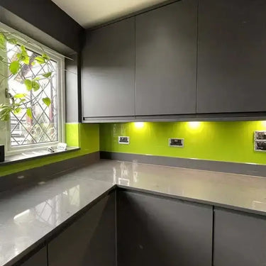 Lime Green Colour Glass Splashback - Bespoke - CreoGlass®