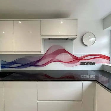 Multi-Coloured Printed Wave Glass Splashback - Bespoke - CreoGlass®