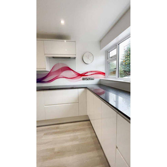 Multi-Coloured Printed Wave Glass Splashback - Bespoke - CreoGlass®