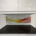 Multi-Coloured Printed Wave Glass Splashback - Bespoke - CreoGlass®