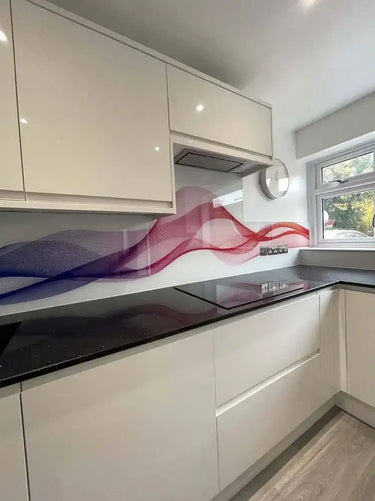 Multi-Coloured Printed Wave Glass Splashback - Bespoke - CreoGlass®
