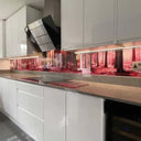 Pink Forest Printed Landscape Glass Kitchen Splashback - Bespoke - CreoGlass®