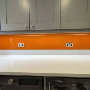 Matt Pure Orange Colour Glass Splashback - Bespoke - CreoGlass®