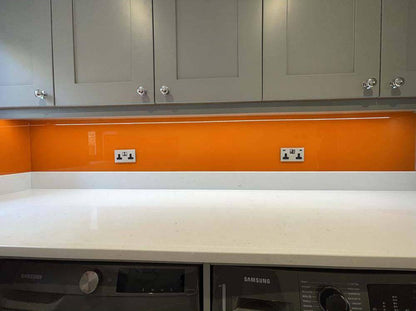Matt Pure Orange Colour Glass Splashback - Bespoke