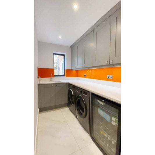 Pure Orange Colour Glass Splashback - Bespoke - CreoGlass®