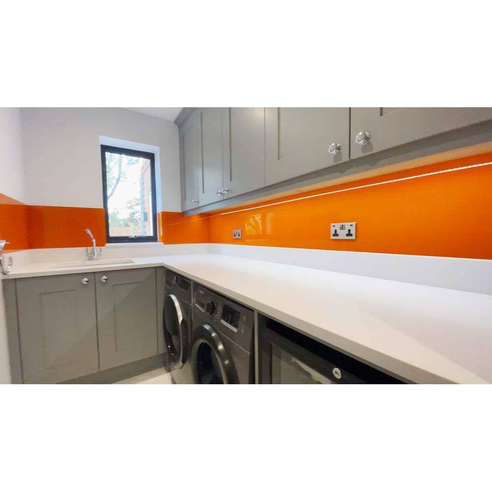 Pure Orange Colour Glass Splashback - Bespoke - CreoGlass®