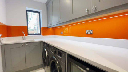 Matt Pure Orange Colour Glass Splashback - Bespoke