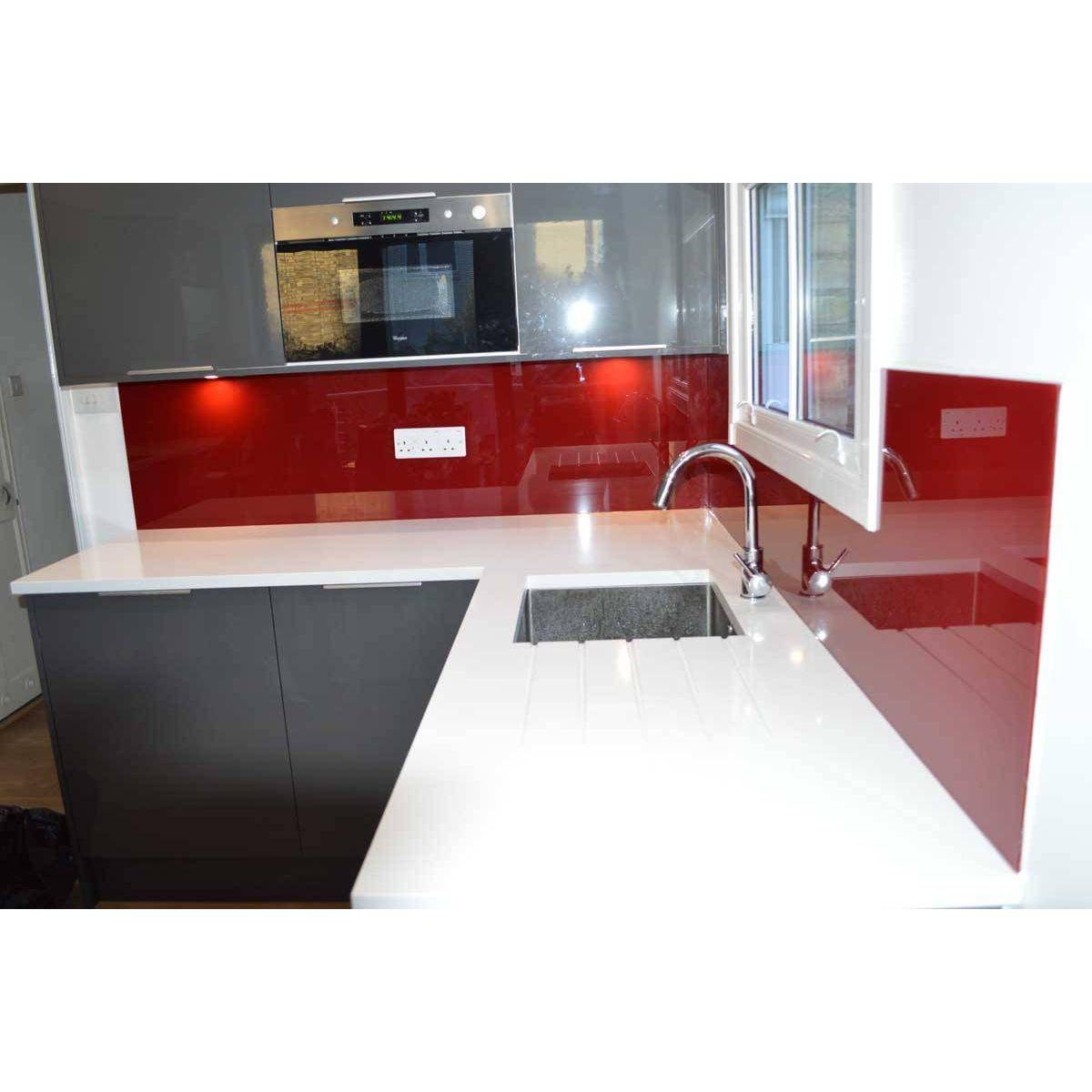 Matt Purple Red Colour Glass Splashback - Bespoke - CreoGlass®