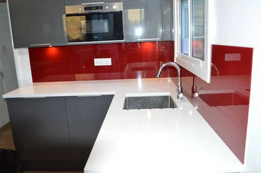 Matt Purple Red Colour Glass Splashback - Bespoke - CreoGlass®