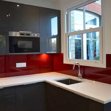 Purple Red Colour Glass Splashback - Bespoke - CreoGlass®
