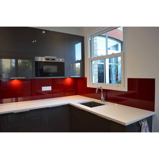 Matt Purple Red Colour Glass Splashback - Bespoke - CreoGlass®