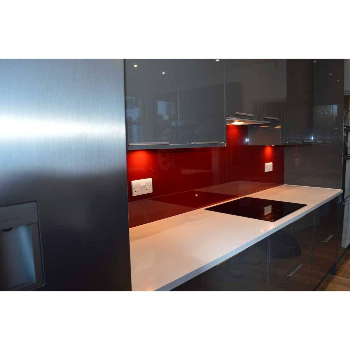 Matt Purple Red Colour Glass Splashback - Bespoke - CreoGlass®