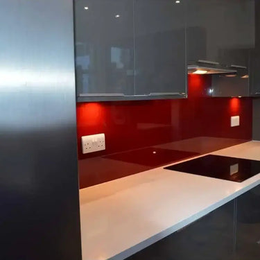 Matt Purple Red Colour Glass Splashback - Bespoke - CreoGlass®
