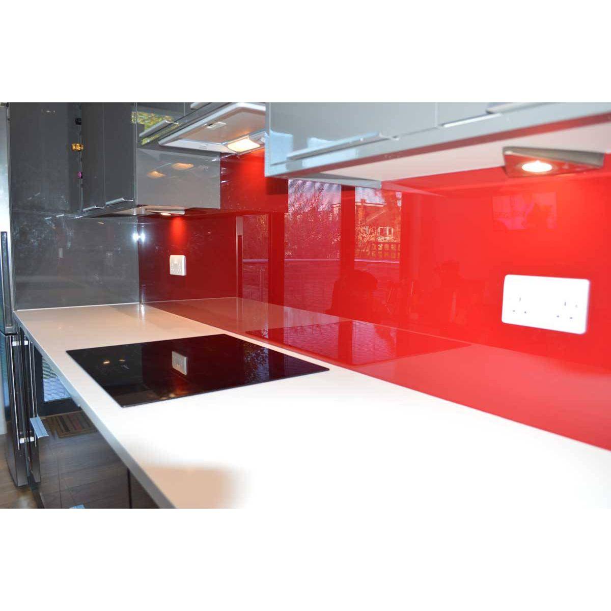 Matt Purple Red Colour Glass Splashback - Bespoke - CreoGlass®