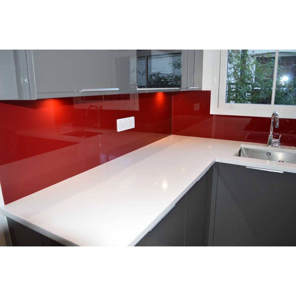 Matt Purple Red Colour Glass Splashback - Bespoke - CreoGlass®