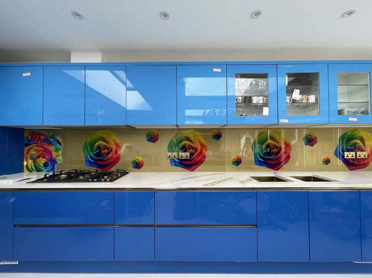 Rainbow Roses Printed Glass Kitchen Splashback - Bespoke
