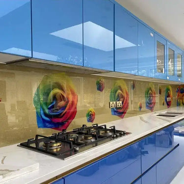 Rainbow Roses Printed Glass Kitchen Splashback - Bespoke - CreoGlass®