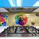 Rainbow Roses Printed Glass Kitchen Splashback - Bespoke - CreoGlass®