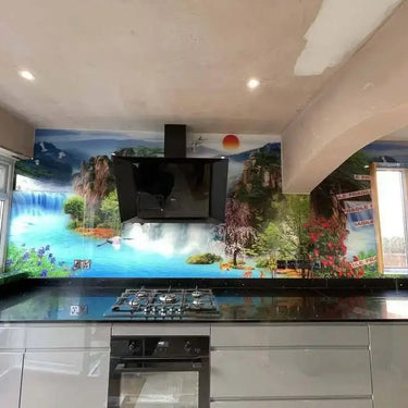 Rainforest Waterfall Printed Glass Kitchen Splashback - Bespoke - CreoGlass®
