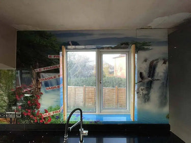 Rainforest Waterfall Printed Glass Kitchen Splashback - Bespoke - CreoGlass®