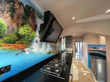 Rainforest Waterfall Printed Glass Kitchen Splashback - Bespoke - CreoGlass®
