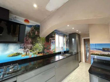 Rainforest Waterfall Printed Glass Kitchen Splashback - Bespoke - CreoGlass®
