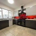 Red London Skyline Printed Landscape Glass Kitchen Splashback - Bespoke - CreoGlass®