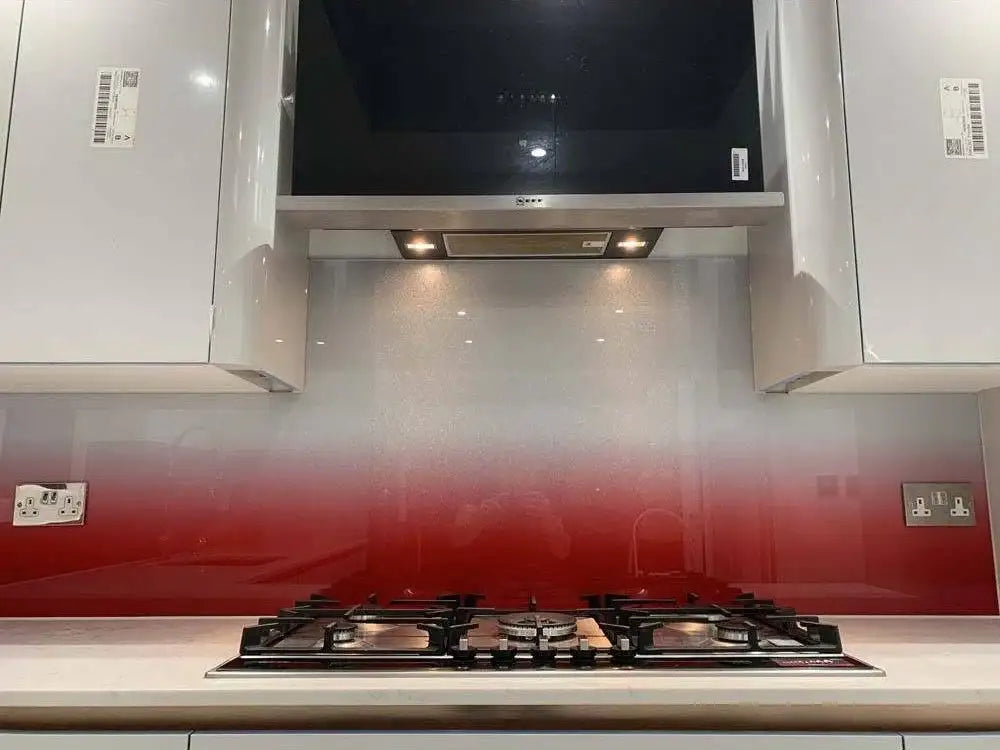 Red to White- Gradient - Splashback - Bespoke - CreoGlass®