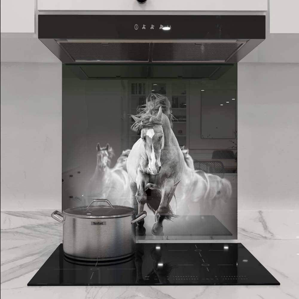 Running Horses Printed Glass Splashback - DIY - CreoGlass®