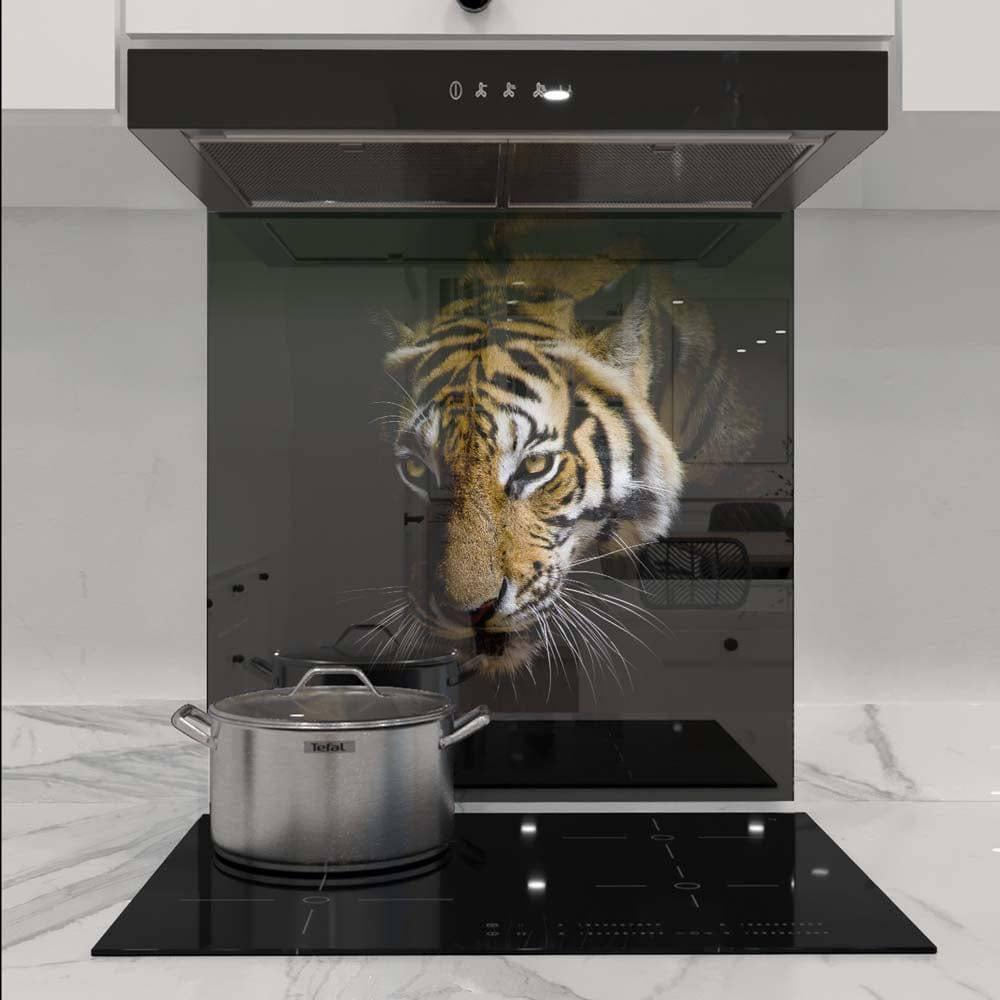 Side-Facing Tiger Printed Glass Splashback - DIY - CreoGlass®