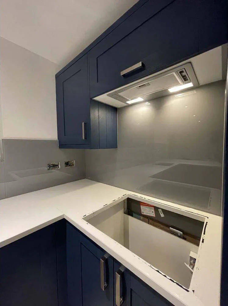 Matt Signal Grey Colour Glass Splashback - Bespoke