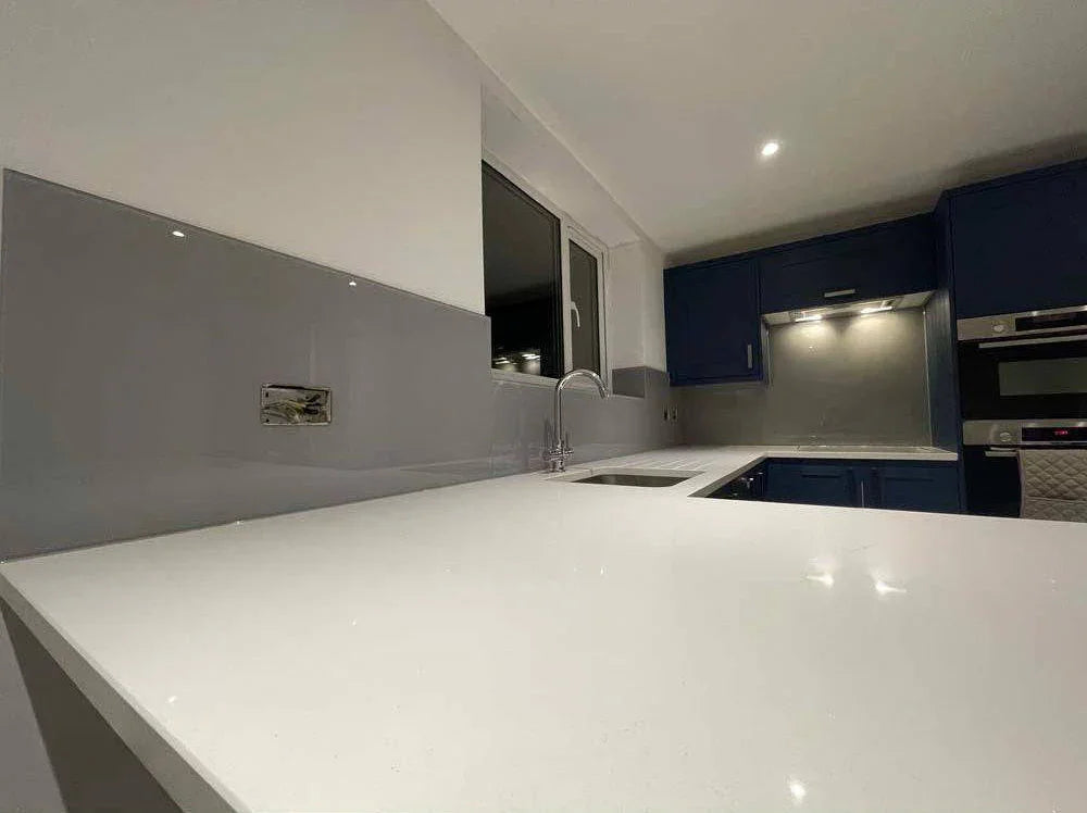Matt Signal Grey Colour Glass Splashback - Bespoke
